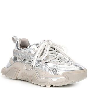 Steve Madden Power Mesh Chunky Trainers in Silver